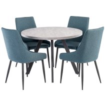 Remika Light Grey Dining Table With 4 Remika Teal Chairs