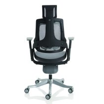 Zure Black Frame Headrest Office Chair In Charcoal With Arms