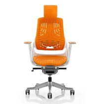 Zure Executive Headrest Office Chair In Gel Orange With Arms