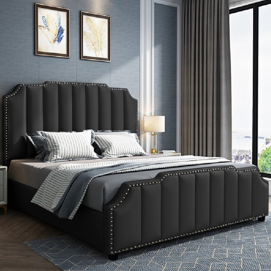 Abilene Plush Velvet Small Double Bed In Black