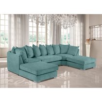 Boise Malta Plush Velour Fabric Footstool In Seaspray