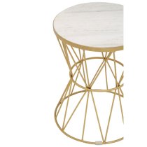 Mekbuda Round White Marble Top Side Table With Gold Frame