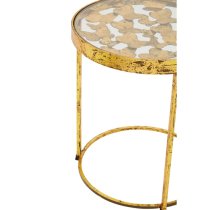 Mekbuda Round Clear Glass Top Side Table With Gold Frame