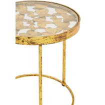 Mekbuda Round Clear Glass Top Side Table With Gold Frame