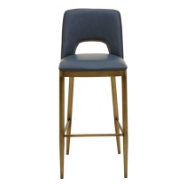 Glidden Leather Bar Chair With Brass Legs In Blue