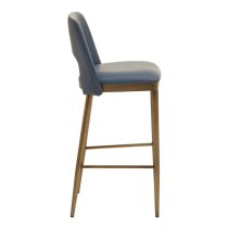 Glidden Leather Bar Chair With Brass Legs In Blue