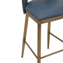 Glidden Leather Bar Chair With Brass Legs In Blue