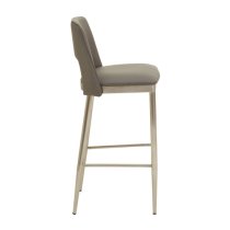 Glidden Leather Bar Chair With Silver Legs In Grey