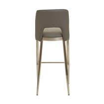 Glidden Leather Bar Chair With Silver Legs In Grey