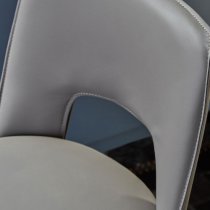 Glidden Leather Bar Chair With Silver Legs In Grey