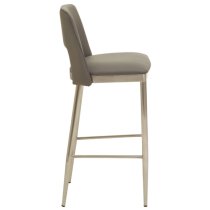 Glidden Grey Leather Bar Chair With Brass Legs In Pair