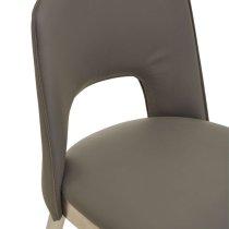 Glidden Grey Leather Bar Chair With Brass Legs In Pair