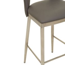 Glidden Grey Leather Bar Chair With Brass Legs In Pair