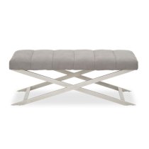 Glidden Fabric Hallway Bench With Cross Legs In Grey