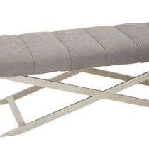 Glidden Fabric Hallway Bench With Cross Legs In Grey