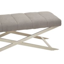 Glidden Fabric Hallway Bench With Cross Legs In Grey