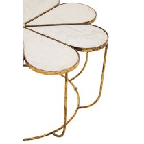 Mekbuda Petal White Marble Top Coffee Table With Gold Frame