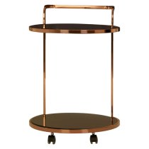 Orion Black Glass 2 Tier Drinks Trolley With Rose Gold Frame