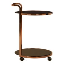 Orion Black Glass 2 Tier Drinks Trolley With Rose Gold Frame