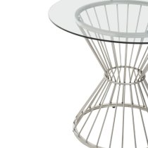 Anza Round Clear Glass Top Dining Table With Silver Metal Base