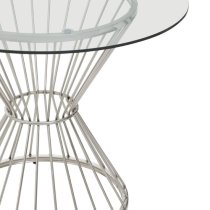 Anza Round Clear Glass Top Dining Table With Silver Metal Base