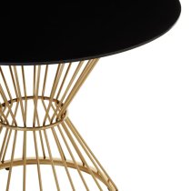 Anza Round Black Glass Dining Table With Gold Metal Base