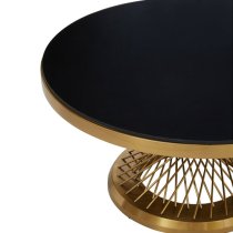 Anza Round Black Glass Coffee Table With Gold Metal Base