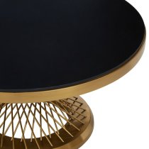 Anza Round Black Glass Coffee Table With Gold Metal Base