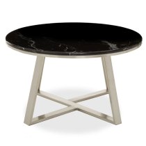 Alvara Round Black Marble Top Coffee Table With Silver Base