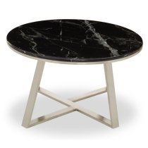 Alvara Round Black Marble Top Coffee Table With Silver Base