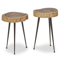 Santorini Wooden Set Of 2 Side Tables In Natural