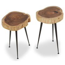 Santorini Wooden Set Of 2 Side Tables In Natural