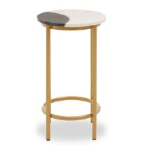 Arenza Round Two Tone Marble Side Table With Gold Base