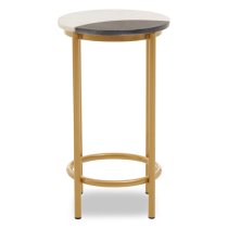 Arenza Round Two Tone Marble Side Table With Gold Base