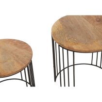 Santorini Round Wooden Set Of 2 Side Tables In Natural