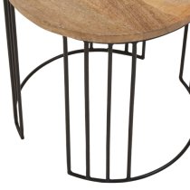 Santorini Round Wooden Set Of 2 Side Tables In Natural