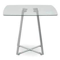 Metairie Square Clear Glass Top Dining Table With Grey Base