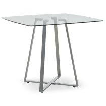 Metairie Square Clear Glass Top Dining Table With Grey Base