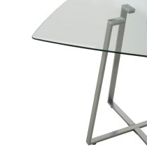 Metairie Square Clear Glass Top Dining Table With Grey Base