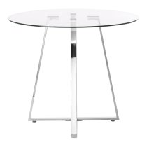 Metairie Round Clear Glass Top Dining Table With Chrome Base