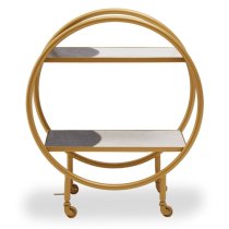 Arenza Two Tone Marble Shelves Drinks Trolley With Gold Frame