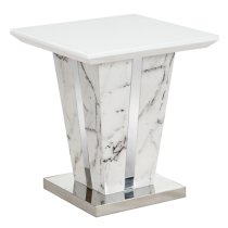 Memphis Gloss Lamp Table In Diva Marble Effect With Glass Top