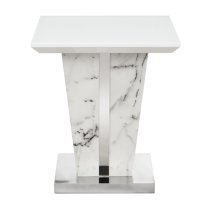 Memphis Gloss Lamp Table In Diva Marble Effect With Glass Top