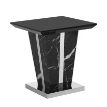 Memphis Gloss Lamp Table In Milano Marble Effect With Glass Top