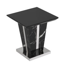 Memphis Gloss Lamp Table In Milano Marble Effect With Glass Top