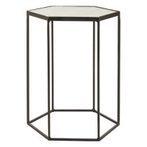 Mekbuda Hexagonal White Marble Top Side Table With Black Frame