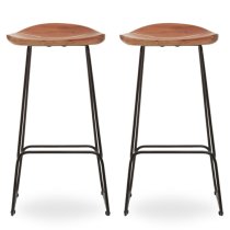 Santorini Natural Wooden Bar Stools In A Pair