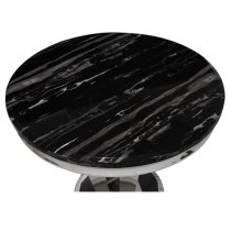 Leming Round Marble Dining Table In Black With Chrome Base