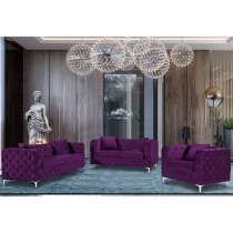 Mills Velour Fabric 2 Seater And 3 Seater Sofa In Boysenberry