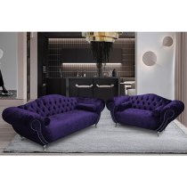 Huron Velour Fabric 2 Seater And 3 Seater Sofa In Ameythst